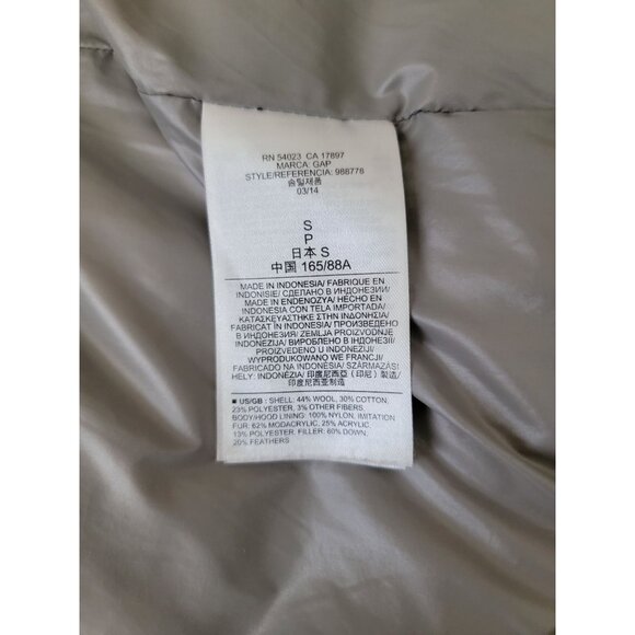 Gap Outdoor Edition Wool Blend Gray Winter Down Puffer Vest w/ Faux Fur Hood S - Picture 6 of 9